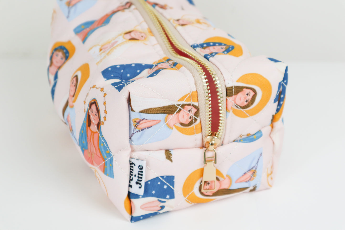 Blessed Mother Quilted Makeup Bag