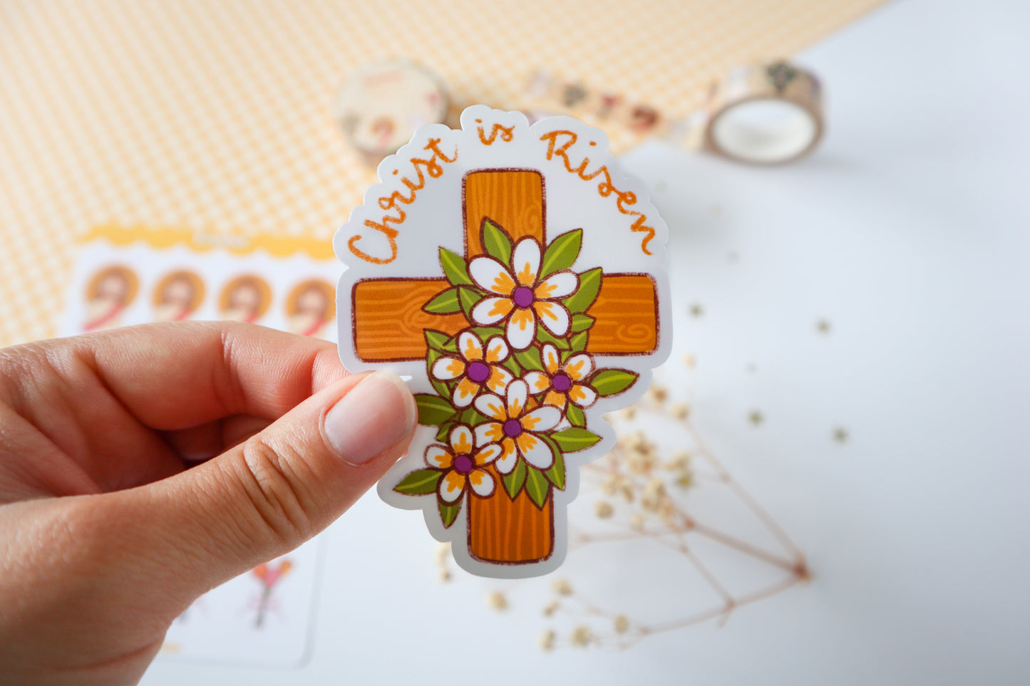 Floral Cross Sticker