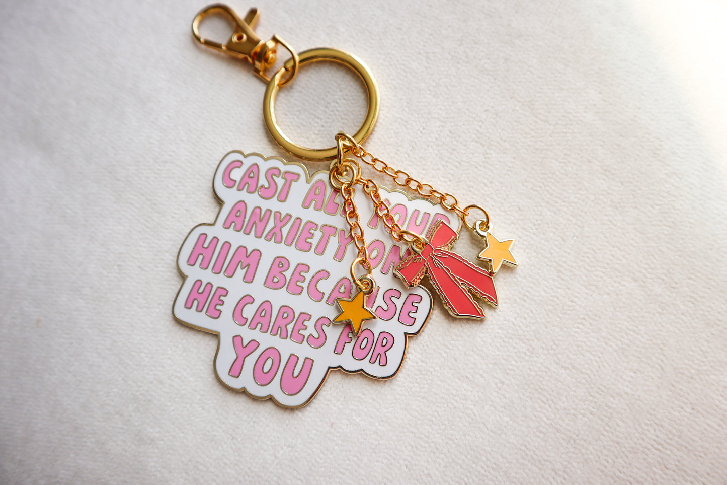 Cast Your Anxiety Enamel Keychain