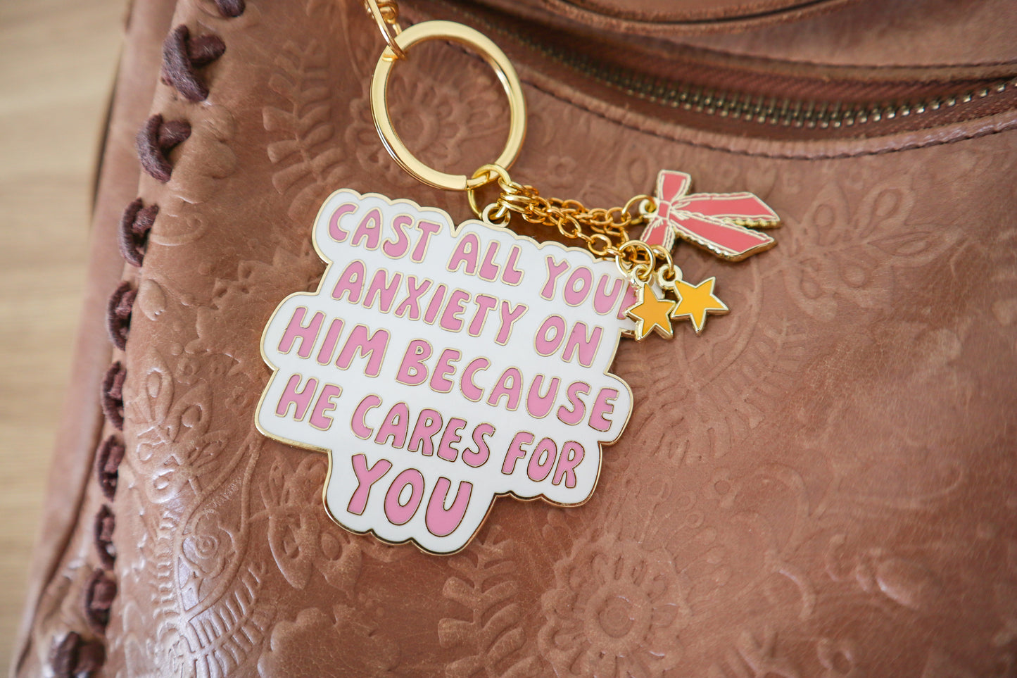 Cast Your Anxiety Enamel Keychain