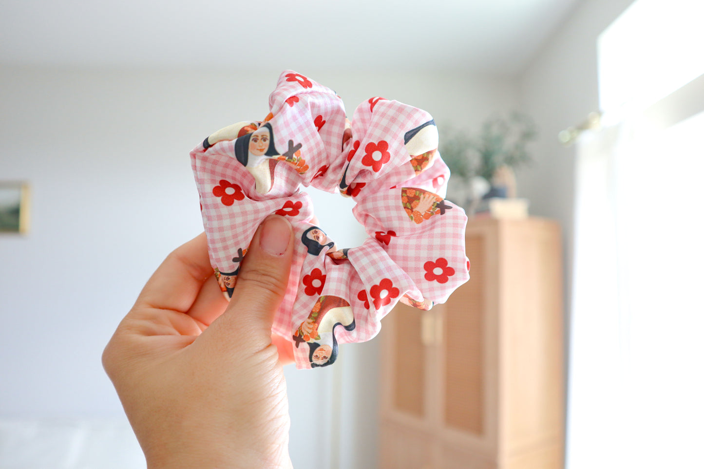 St Therese Medium Satin Scrunchie
