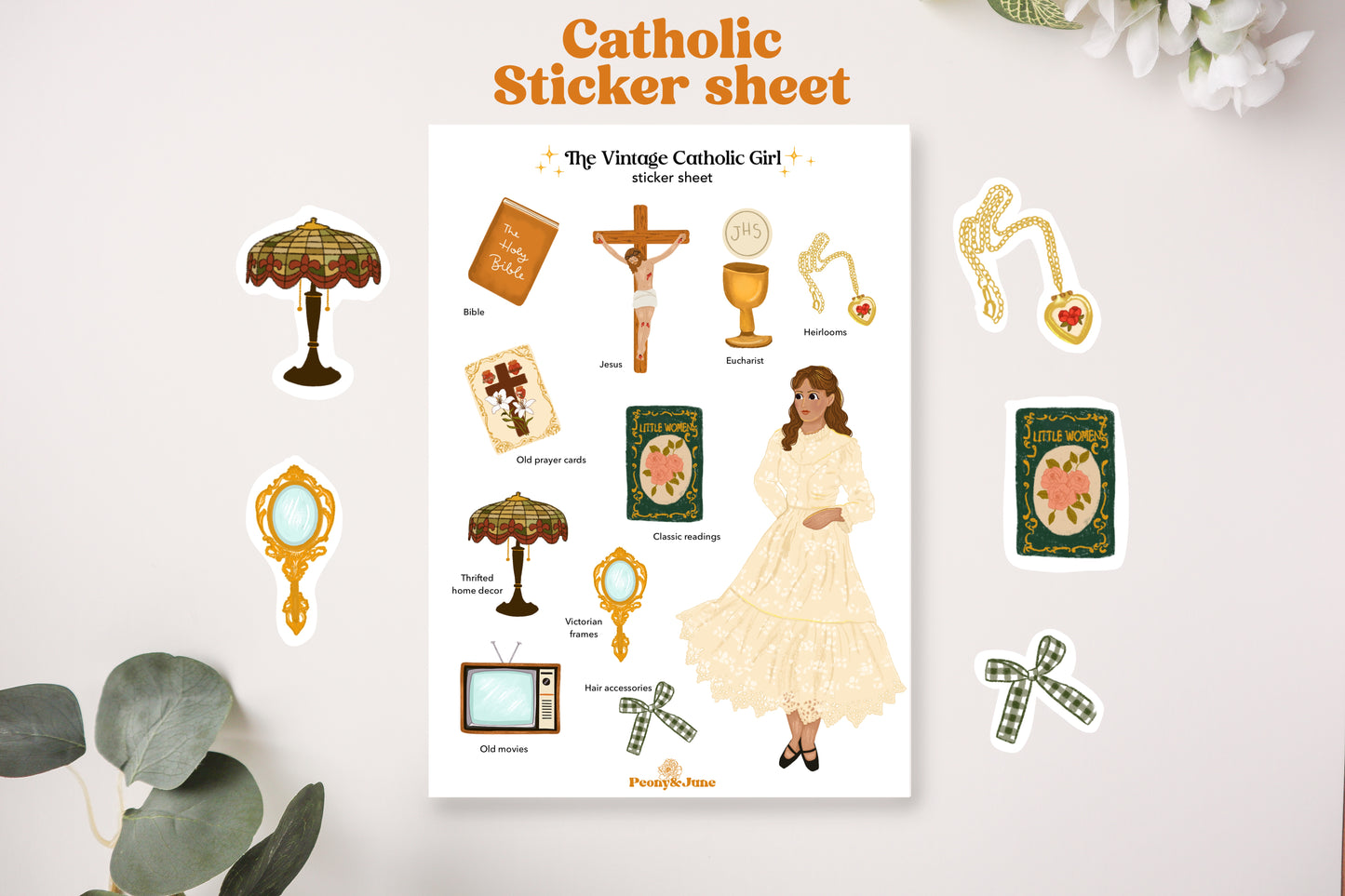 The Vintage Catholic Girl Sticker Sheet