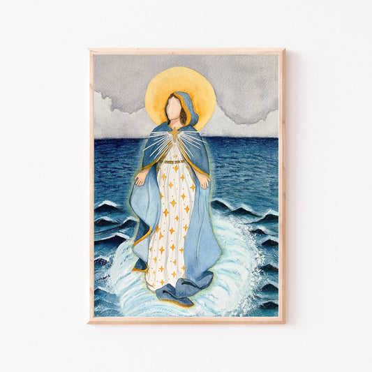 Our Lady Star of the Sea Watercolor Print