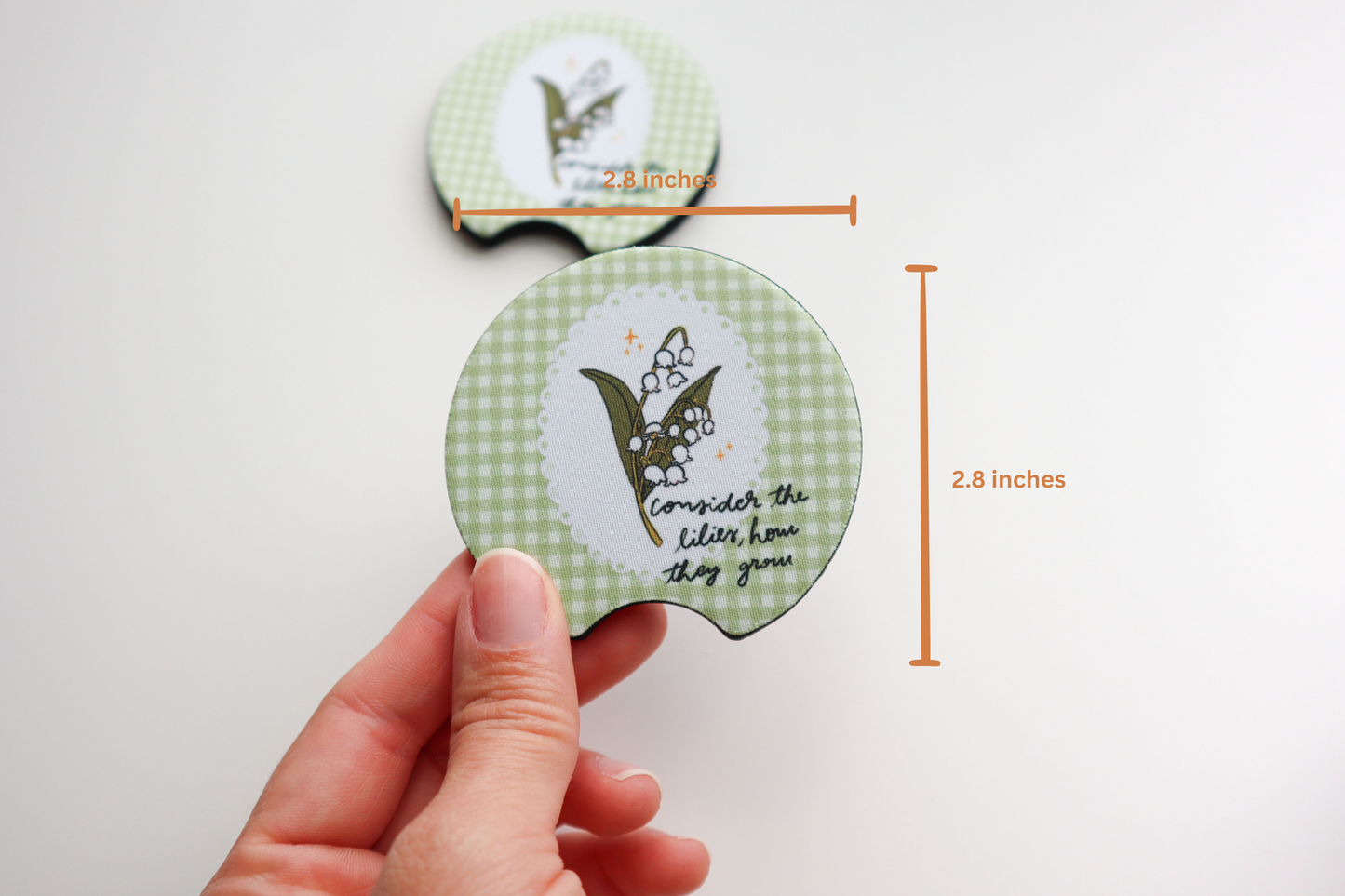 Consider The Lilies Car Coasters Set of 2