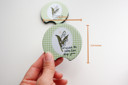 Consider The Lilies Car Coasters Set of 2