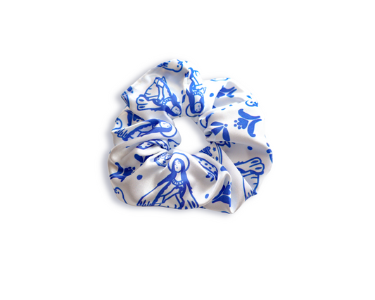Blue Marian Medium Satin Scrunchie