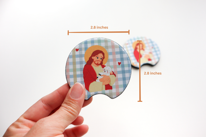 Jesus The Good Shepherd Car Coasters Set of 2