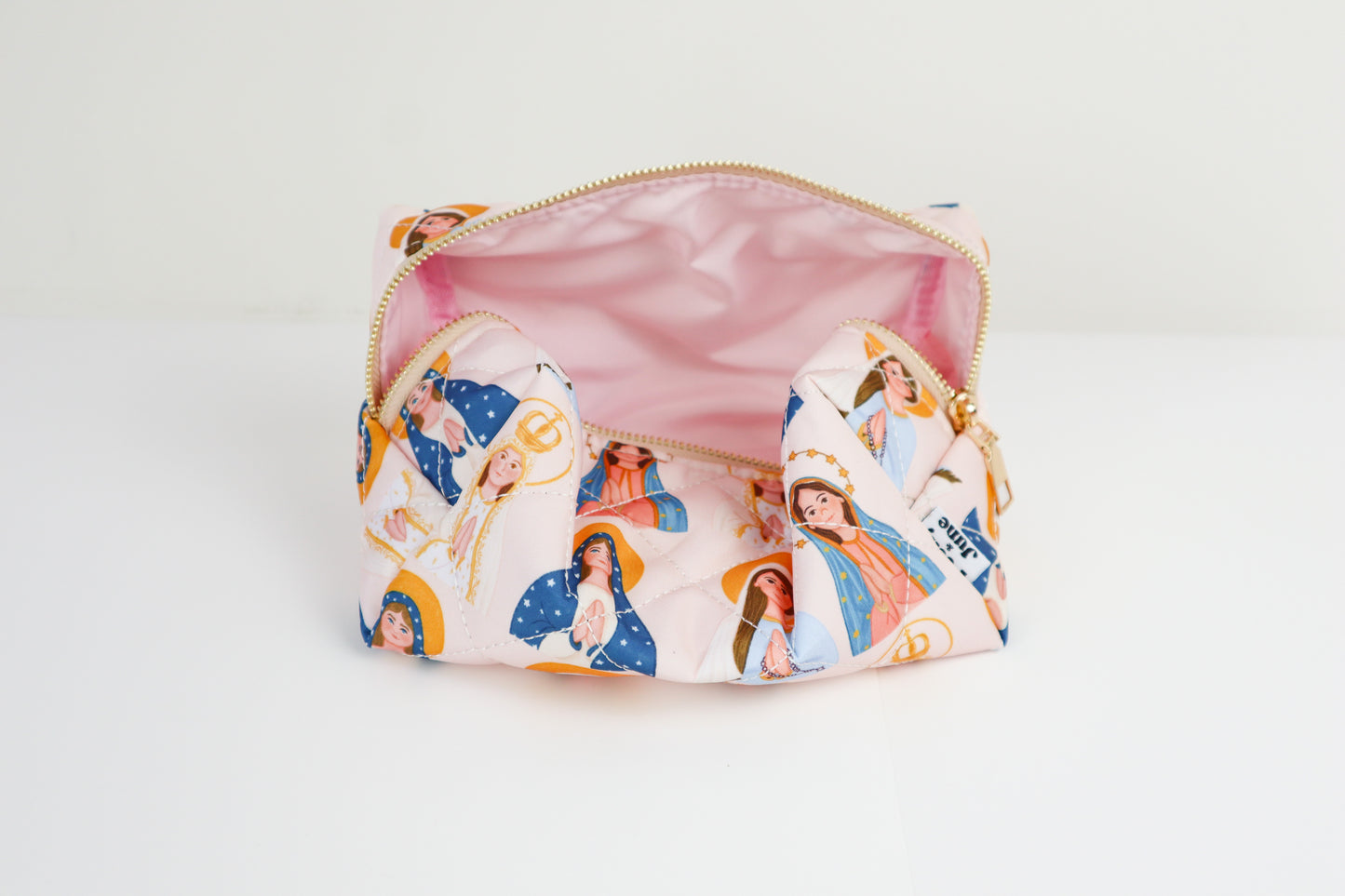 Blessed Mother Quilted Makeup Bag