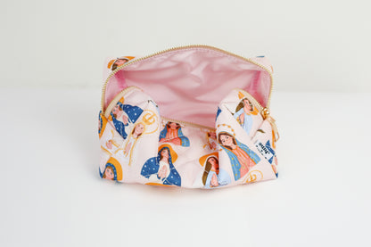 Blessed Mother Quilted Makeup Bag