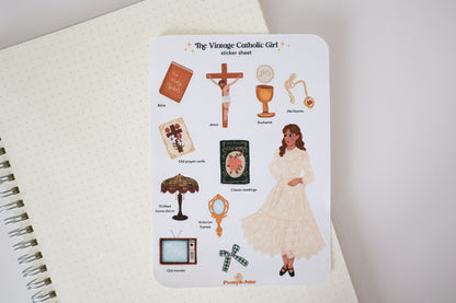 The Vintage Catholic Girl Sticker Sheet