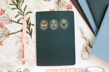 Green Holy Hearts A6 Softcover Notebook