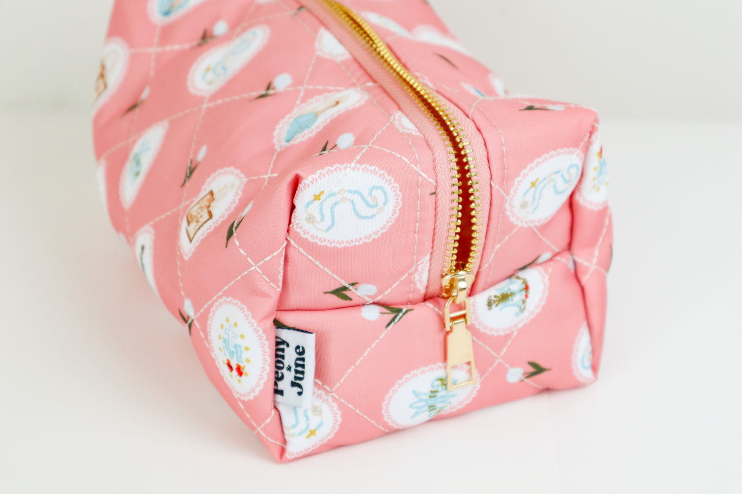 Pink Marian Quilted Makeup Bag