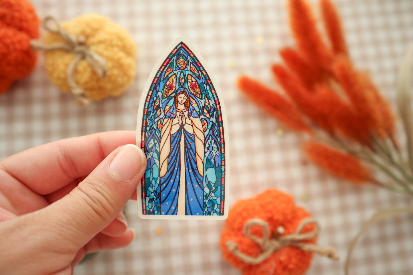 Our Lady Stained Glass Clear Vinyl Sticker