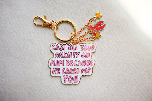 Cast Your Anxiety Enamel Keychain