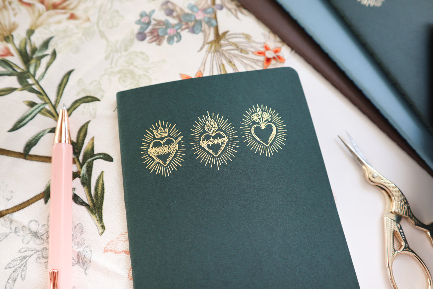 Green Holy Hearts A6 Softcover Notebook