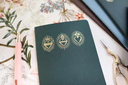 Green Holy Hearts A6 Softcover Notebook