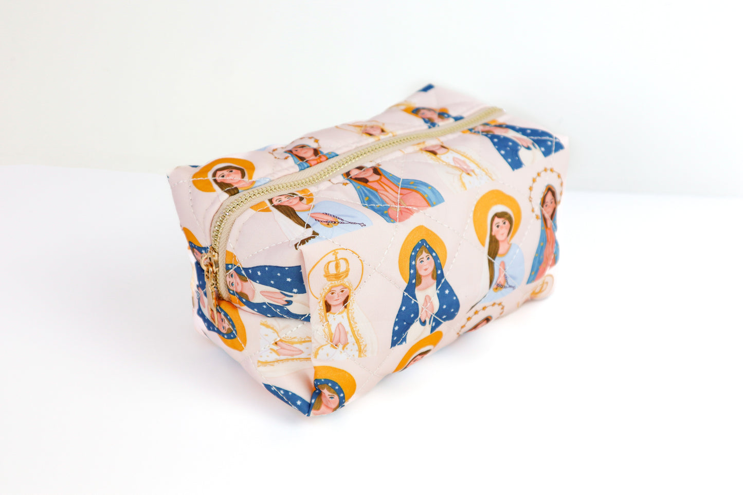 Blessed Mother Quilted Makeup Bag