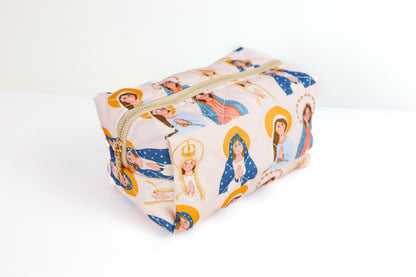 Blessed Mother Quilted Makeup Bag