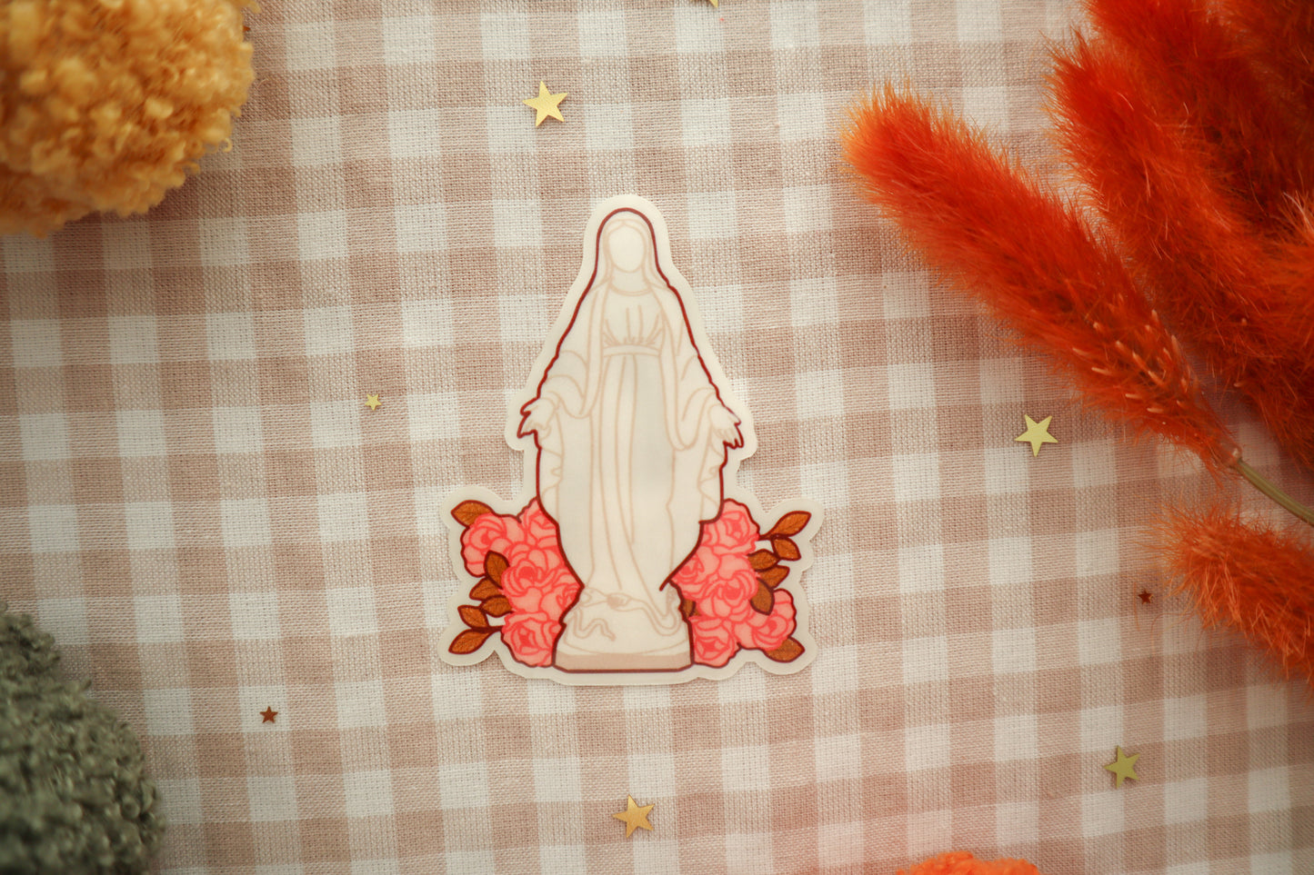 Blessed Mother Statue Clear Vinyl Sticker