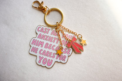 Cast Your Anxiety Enamel Keychain