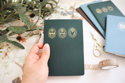Green Holy Hearts A6 Softcover Notebook