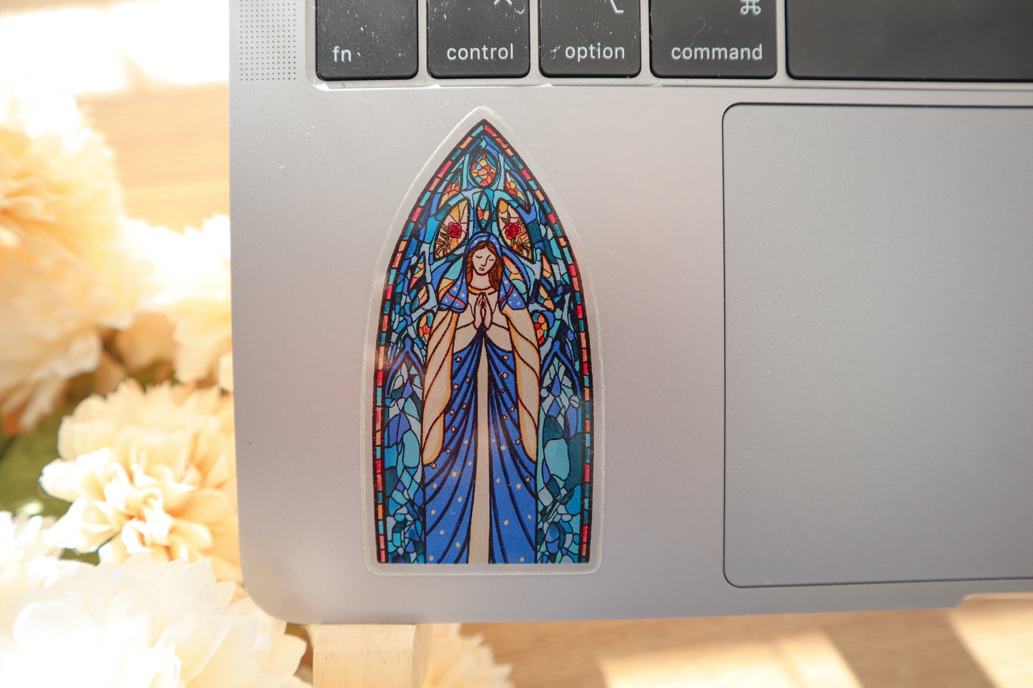 Our Lady Stained Glass Clear Vinyl Sticker