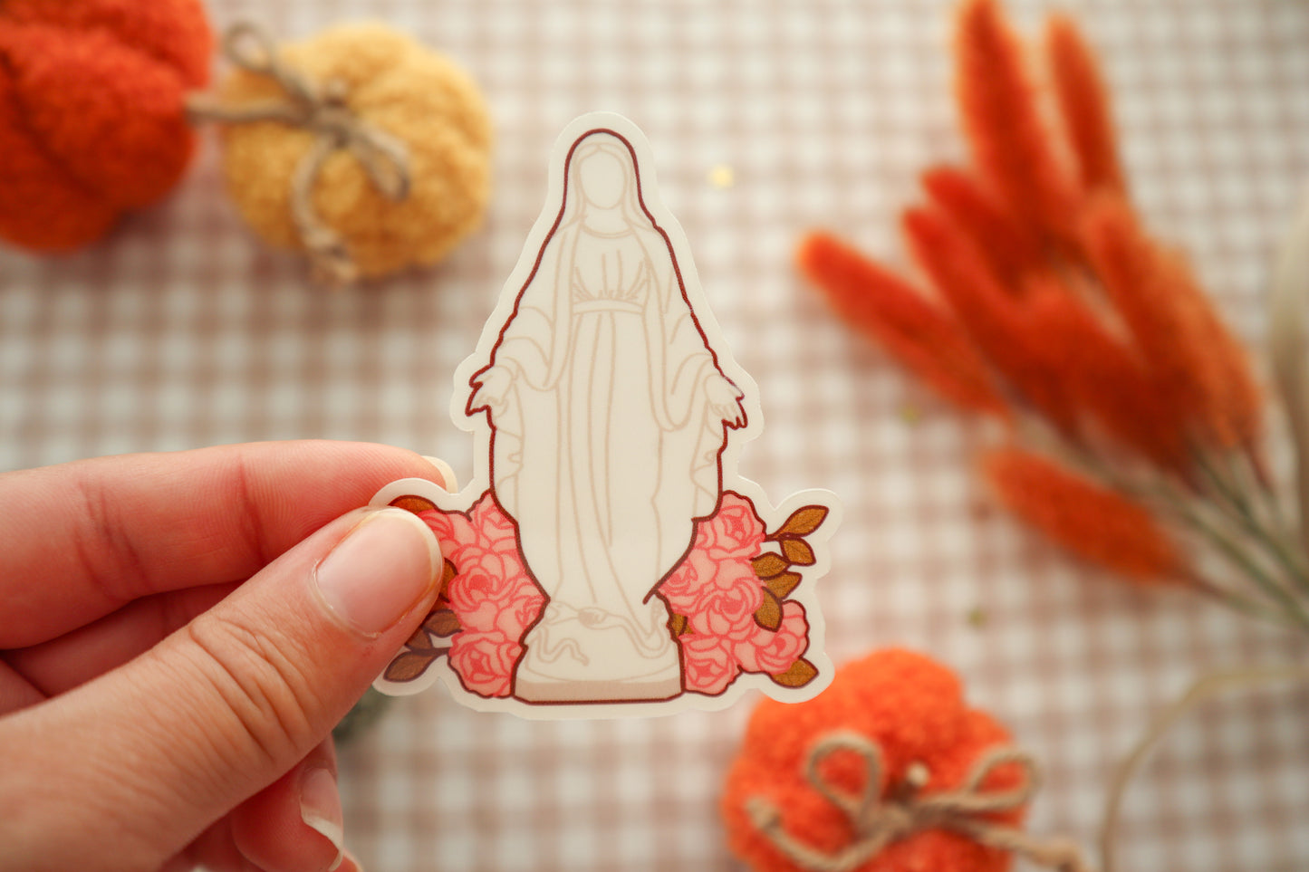 Blessed Mother Statue Clear Vinyl Sticker