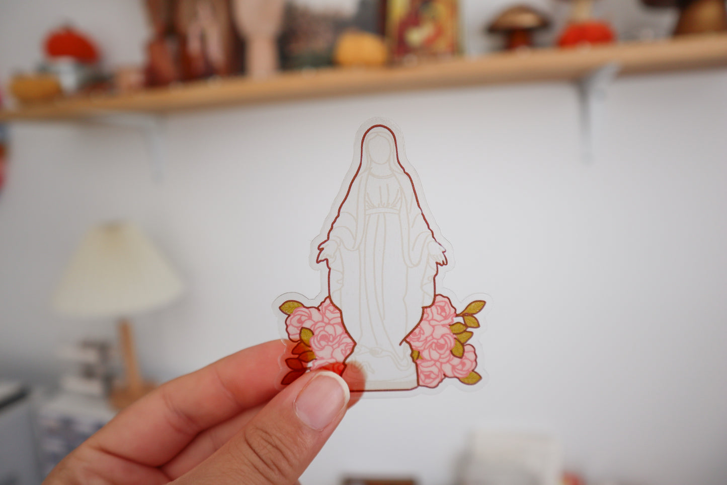 Blessed Mother Statue Clear Vinyl Sticker