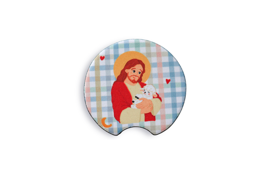 Jesus The Good Shepherd Car Coasters Set of 2