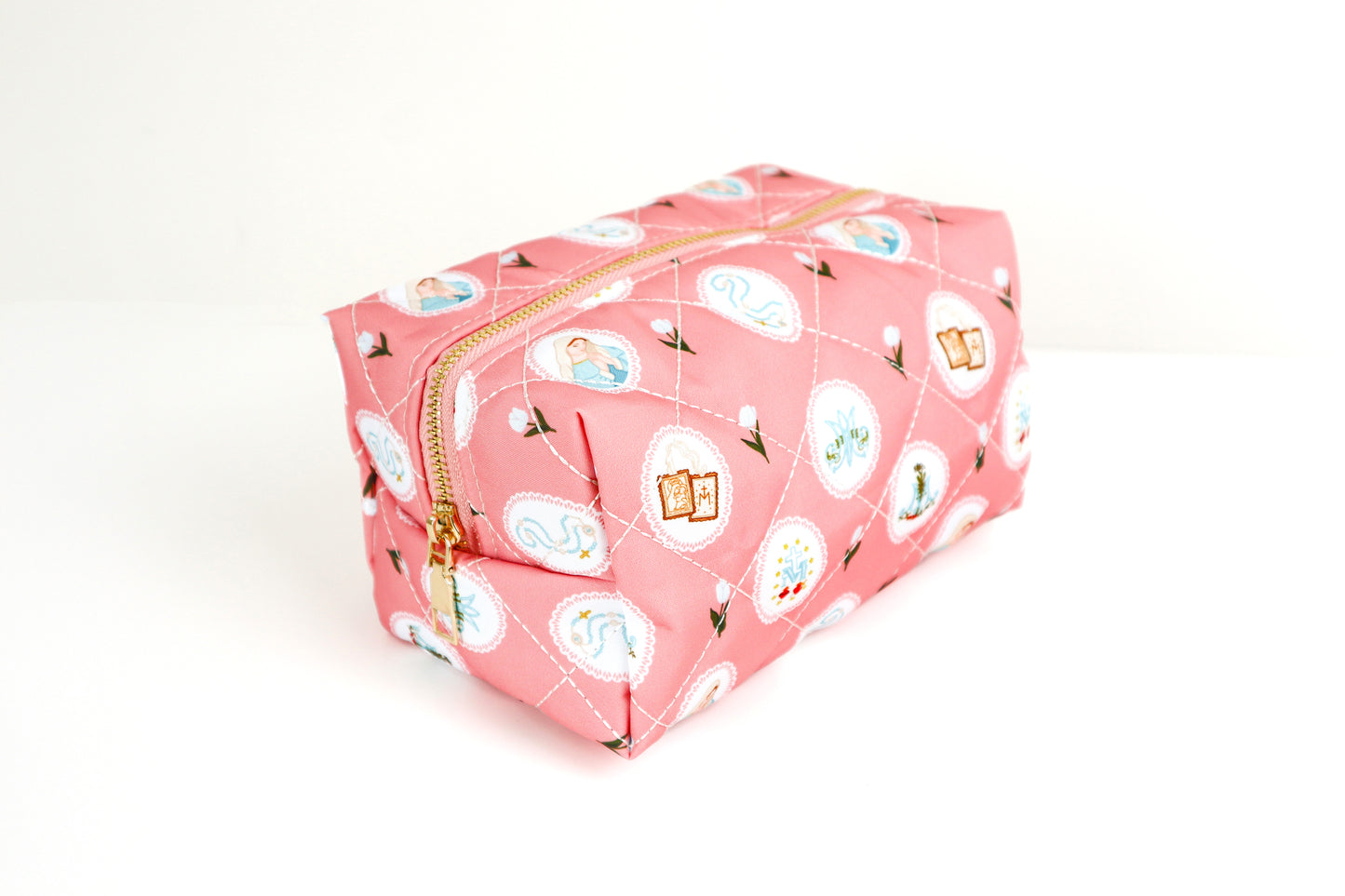Pink Marian Quilted Makeup Bag