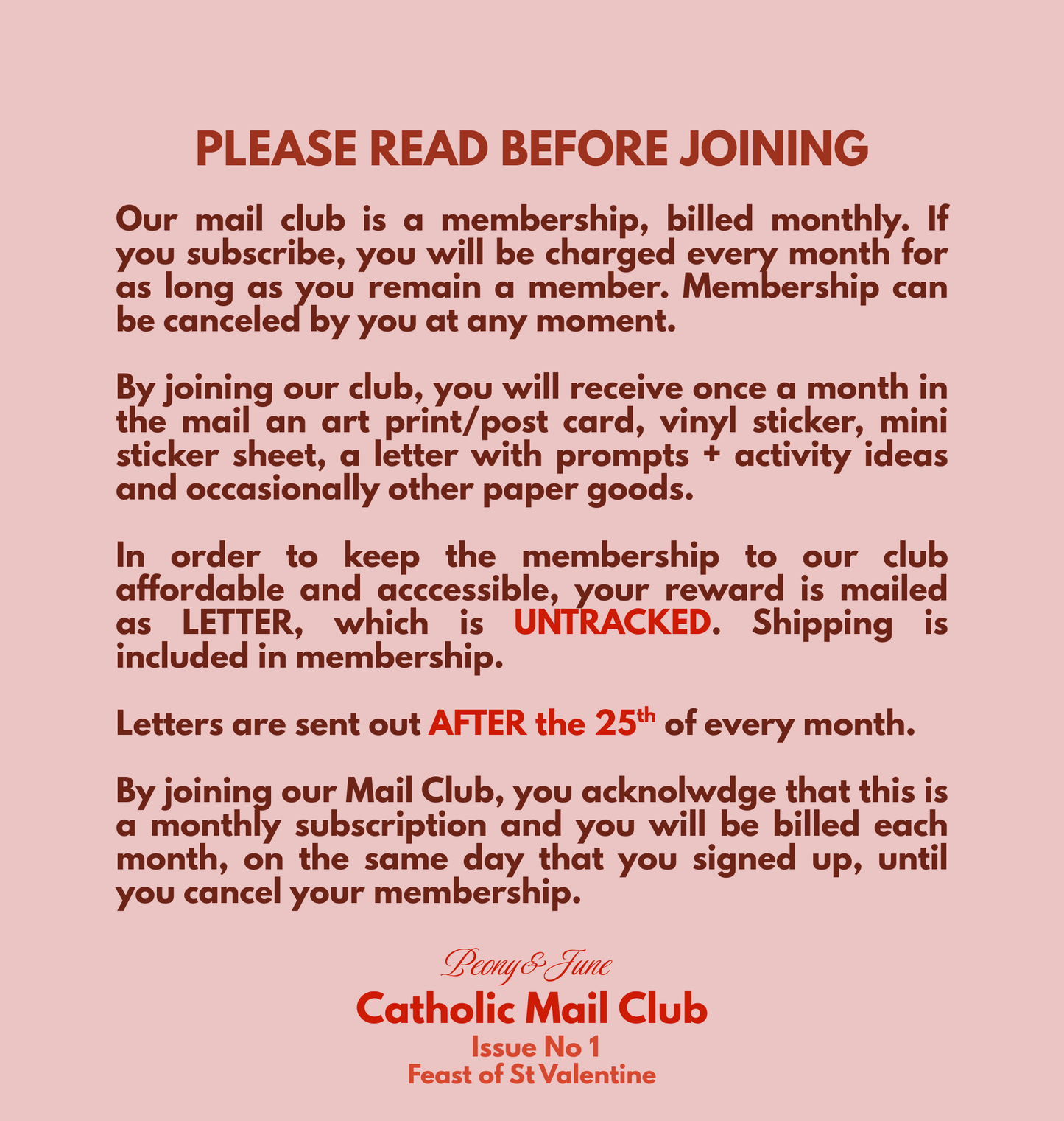 Catholic Mail Club - Monthly Subscription
