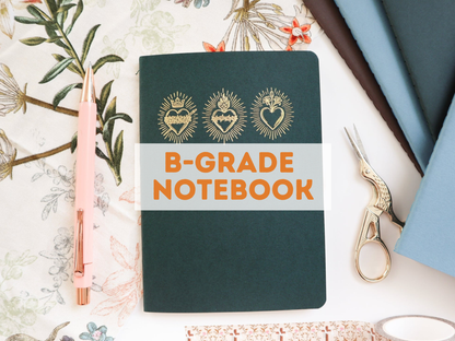 B GRADE Green Holy Hearts A6 Softcover Notebook