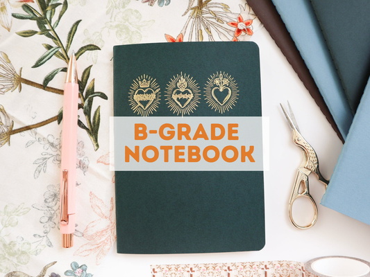 B GRADE Green Holy Hearts A6 Softcover Notebook