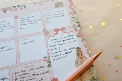 Our Lady Of Fatima Weekly Planner Notepad