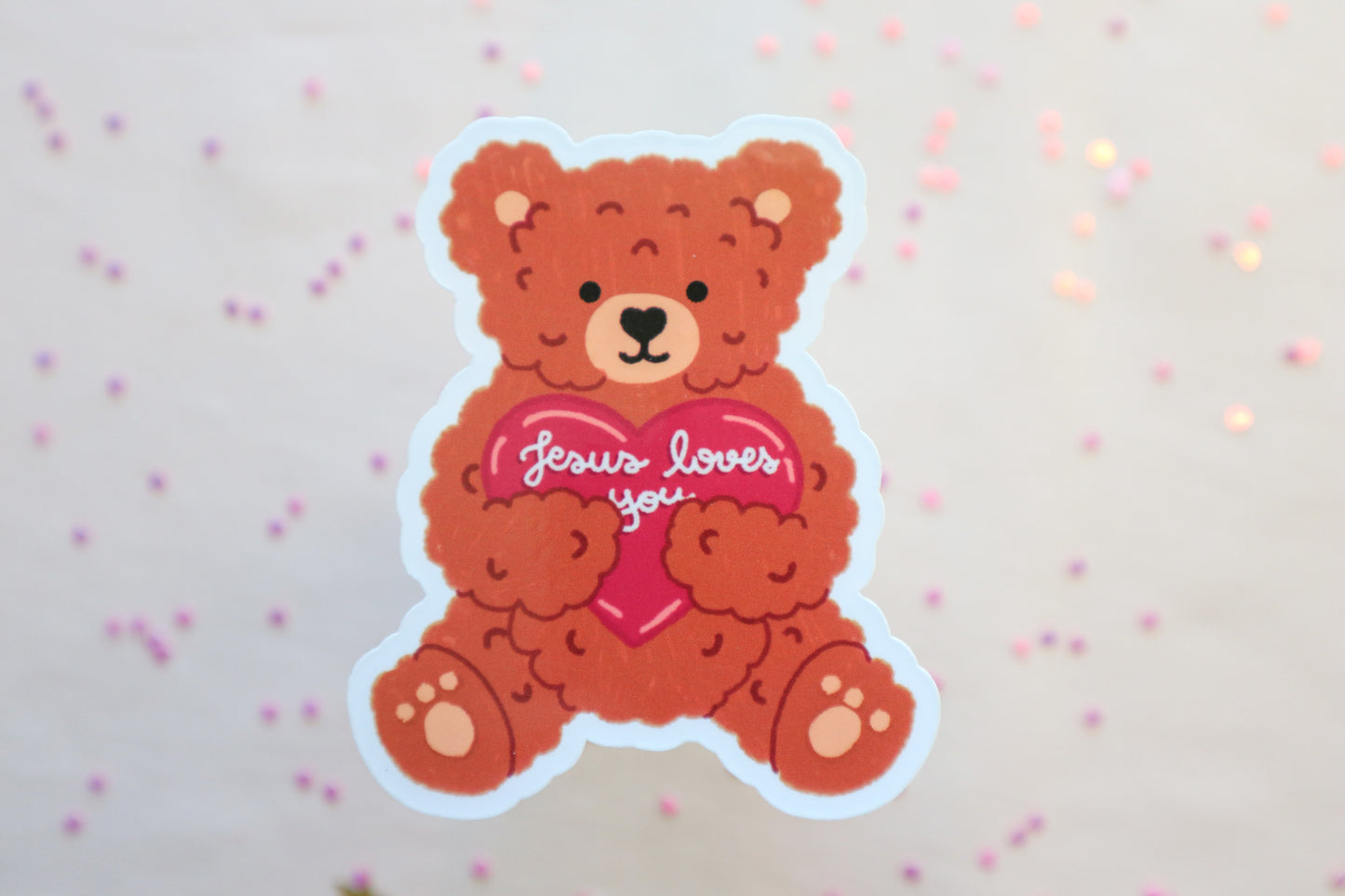 Jesus Loves You Teddy Bear Sticker