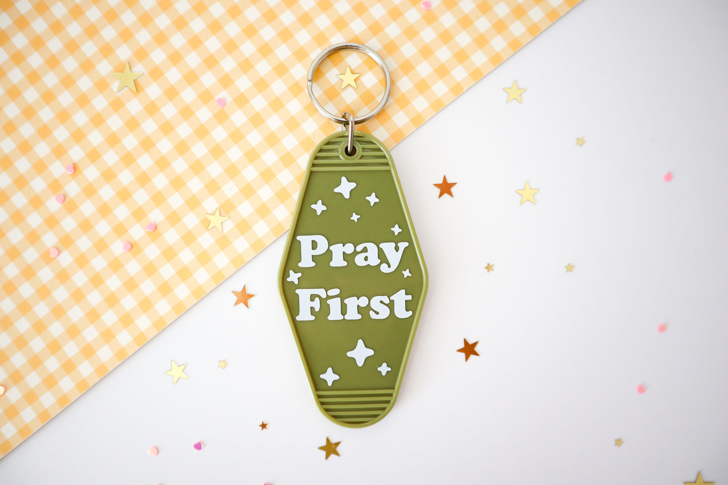 Pray First Hotel Keychain