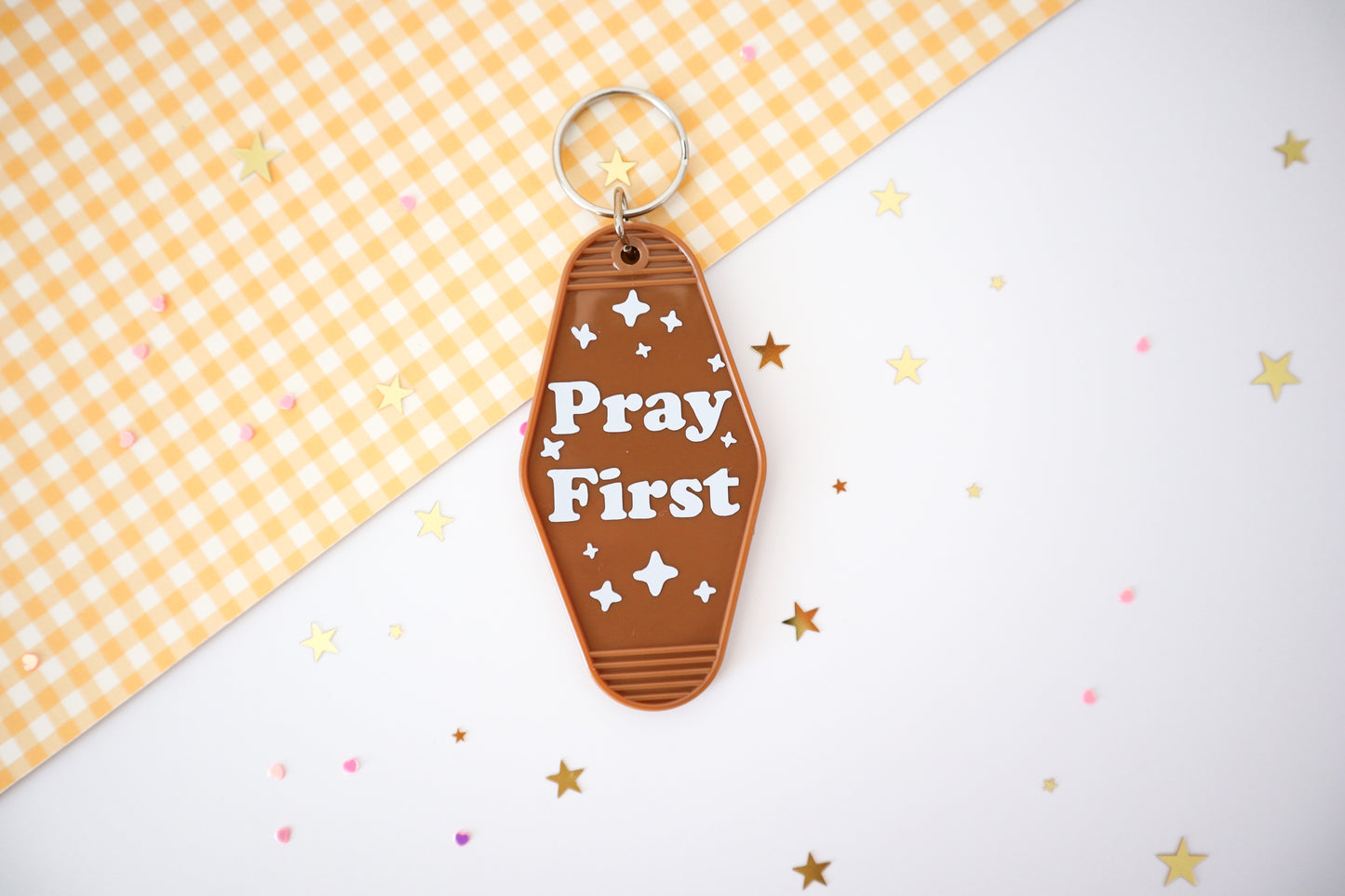 Pray First Hotel Keychain