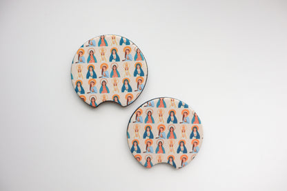 Blessed Mother Car Coasters Set of 2