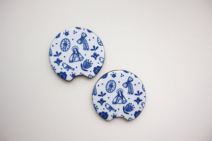 Blue Marian Car Coasters Set of 2