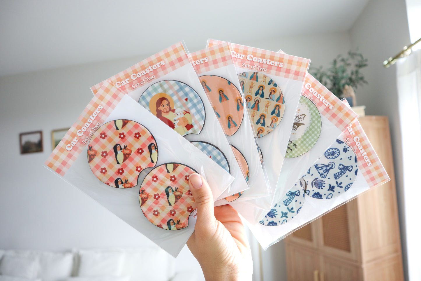 Blessed Mother Car Coasters Set of 2