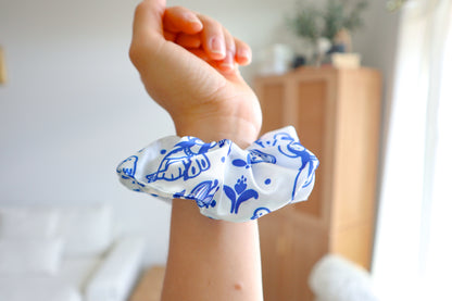 Blue Marian Medium Satin Scrunchie