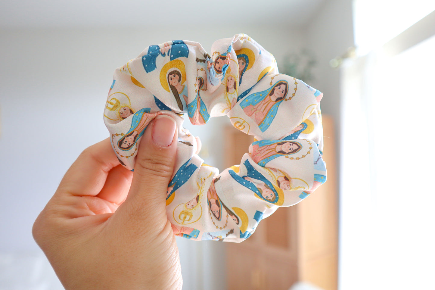 Blessed Mother Medium Satin Scrunchie