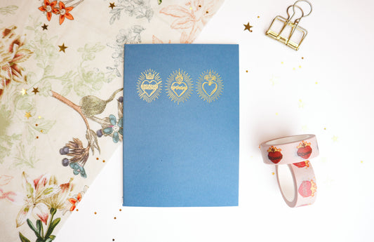 Blue Holy Hearts A6 Softcover Notebook