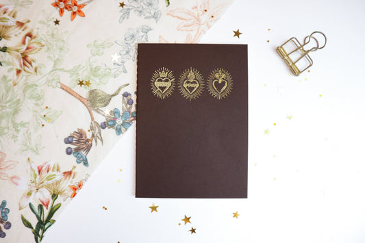 Brown Holy Hearts A6 Softcover Notebook