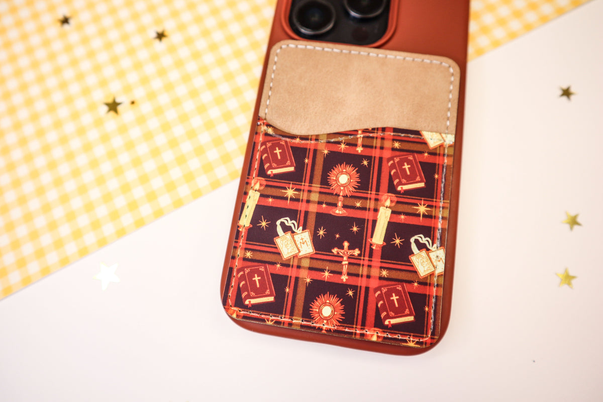 Catholic Symbols Phone Wallet - Brown