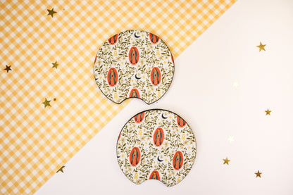 White Guadalupe Car Coasters