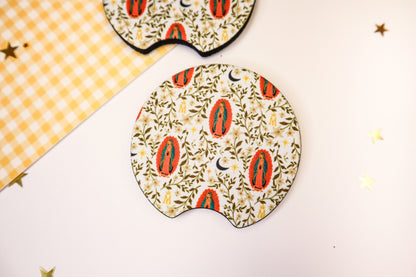 White Guadalupe Car Coasters