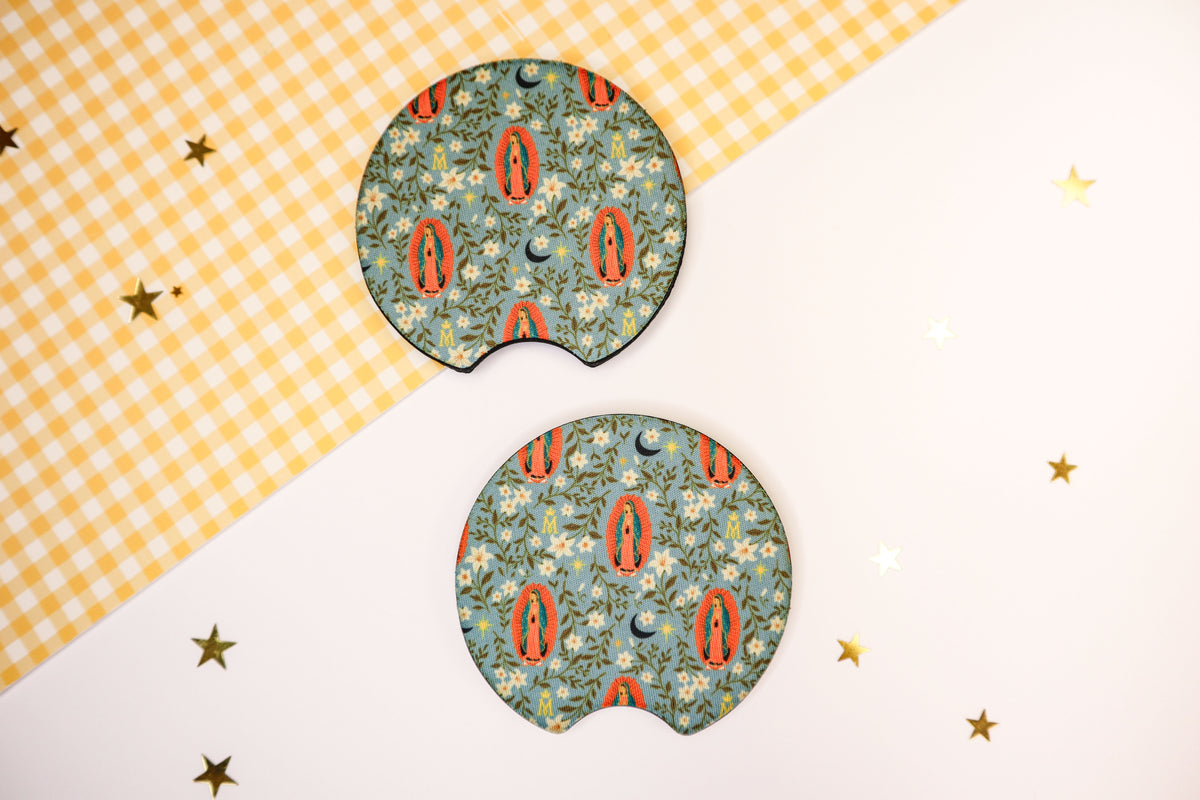 Blue Guadalupe Car Coasters