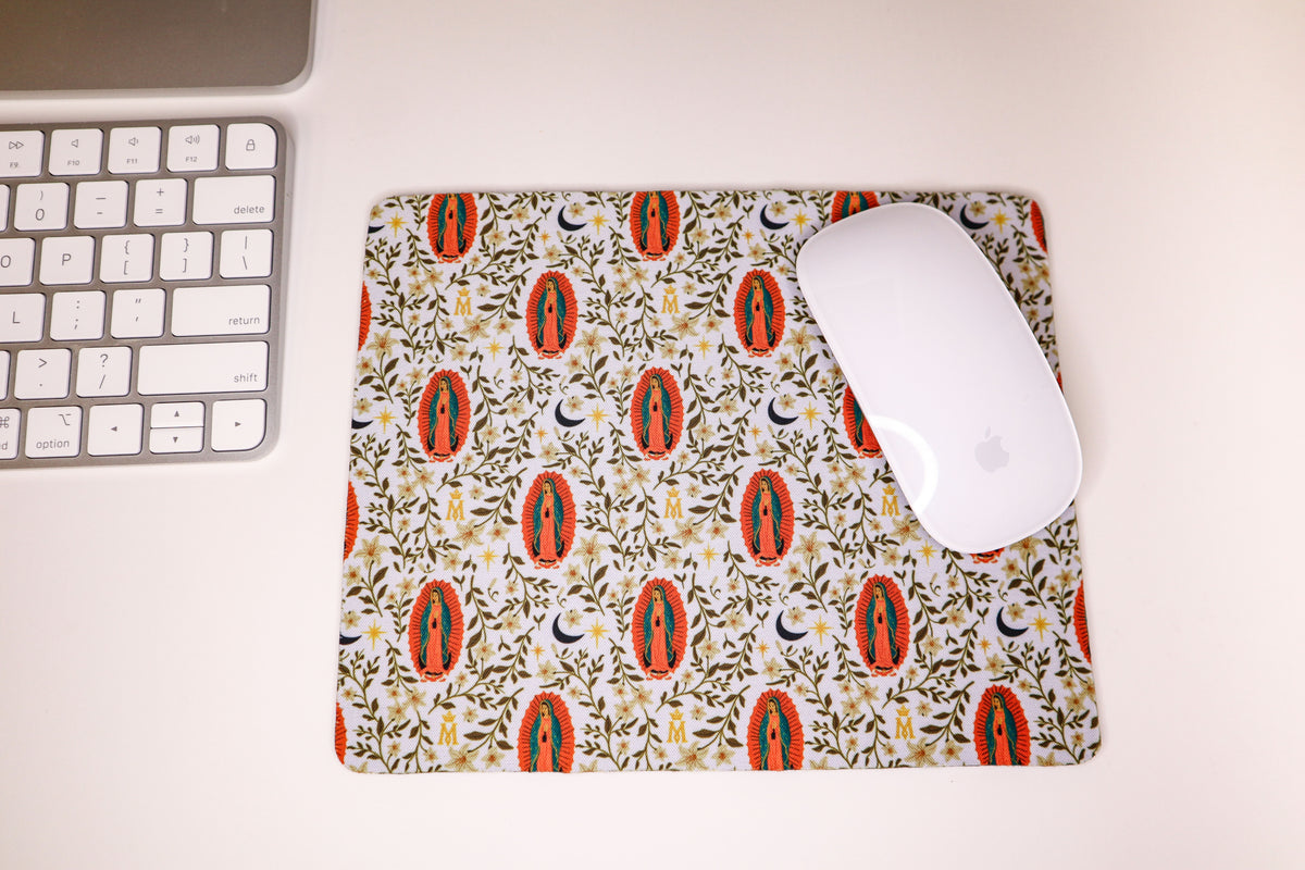 White Guadalupe Mouse Pad