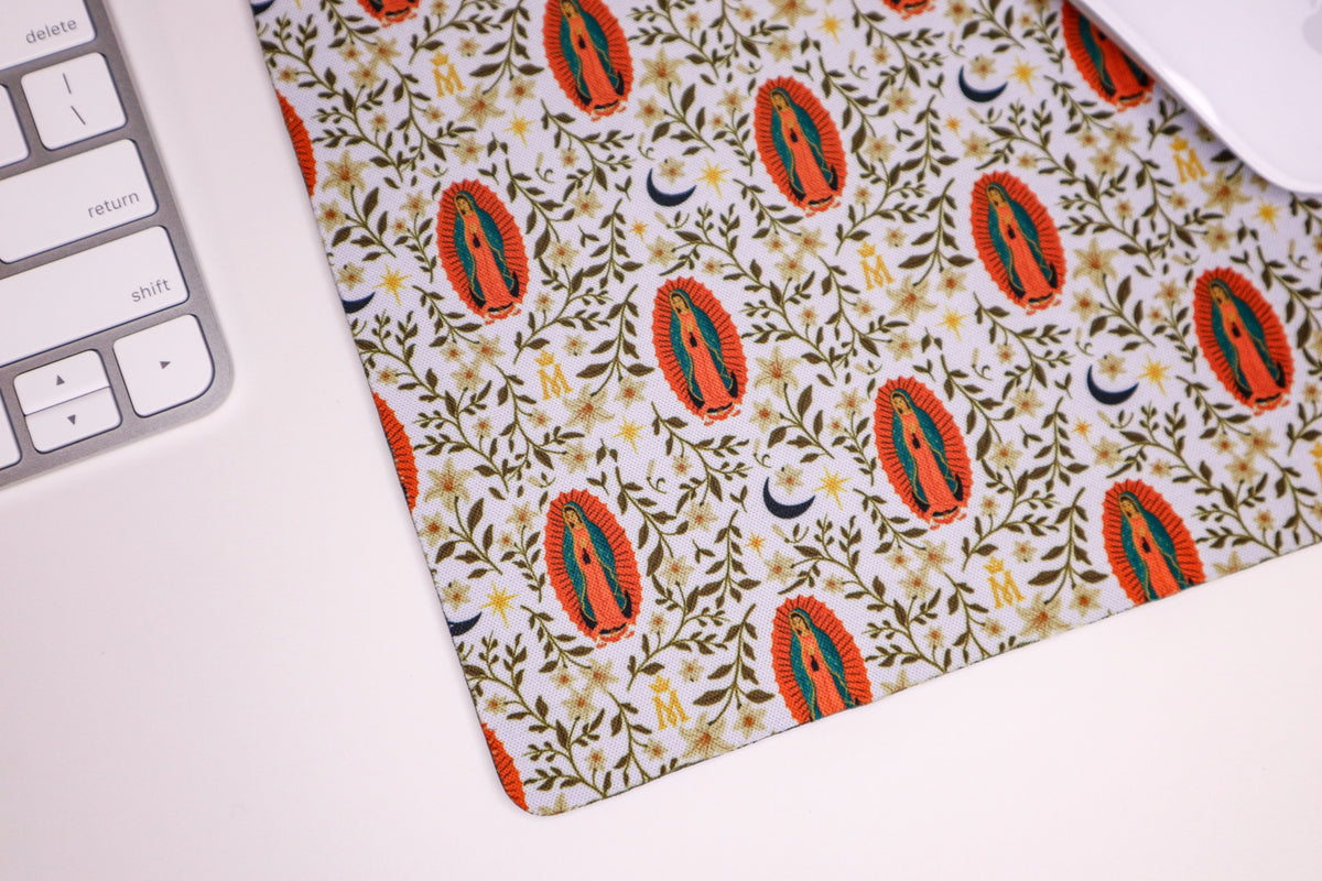 White Guadalupe Mouse Pad
